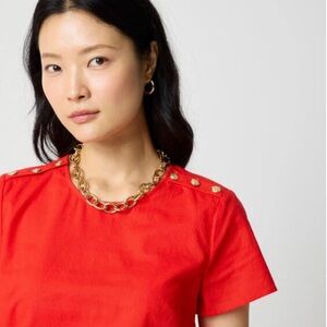 NEW J. Crew linen-blend button shoulder shirt